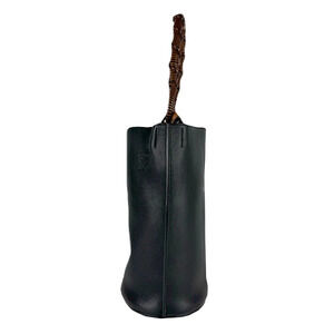 Loewe Gate Black Leather Brown Bag Bucket